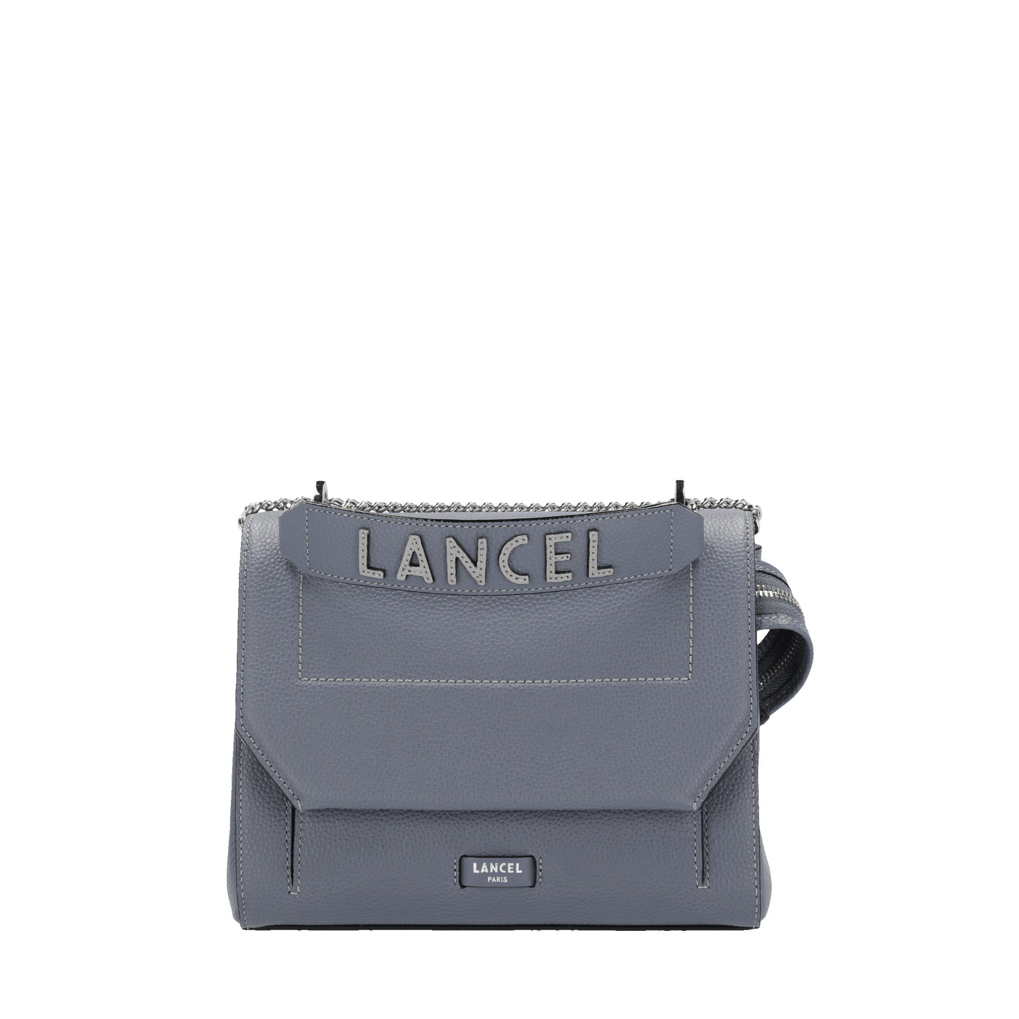 Sac rabat M Ninon en cuir grainé - Ciment & Graphite