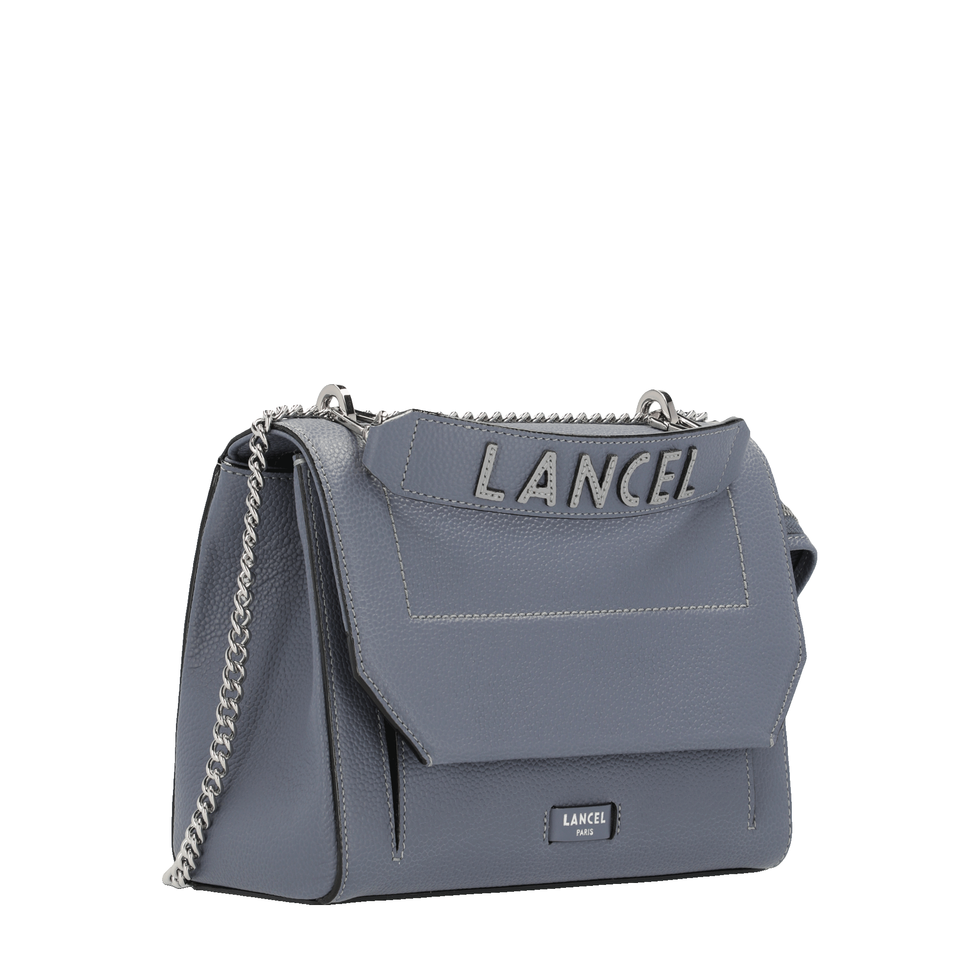 Sac rabat M Ninon en cuir grainé - Ciment & Graphite
