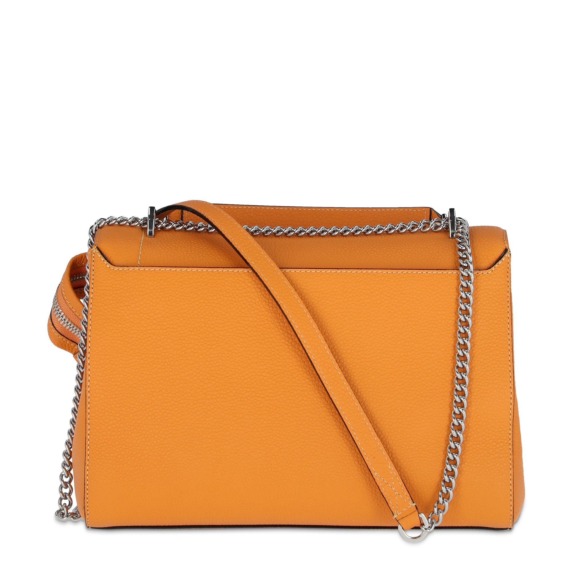 Sac rabat Ninon L en cuir grainé - Mandarine & Paill