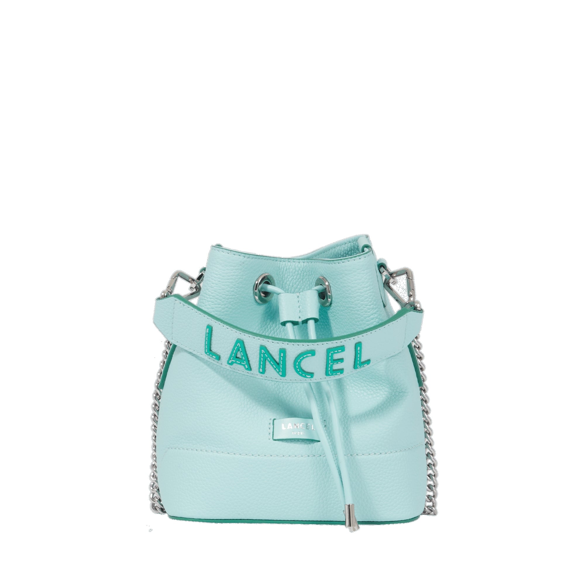 Mini sac seau Ninon en cuir grainé - Menthe & Emeraude