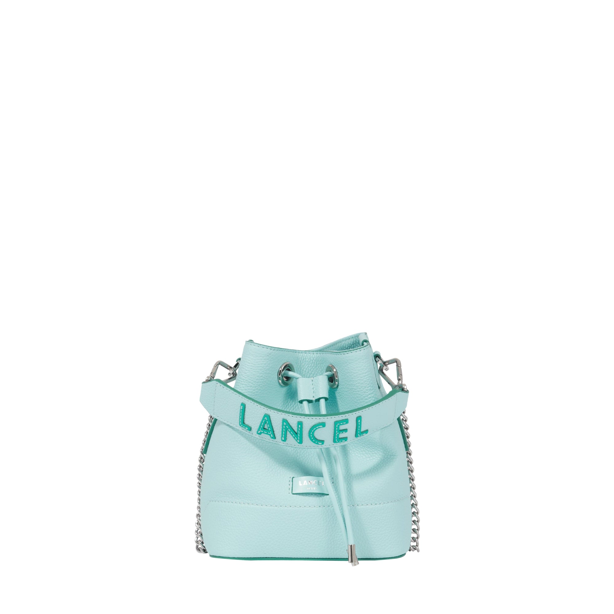 Mini sac seau Ninon en cuir grainé - Menthe & Emeraude