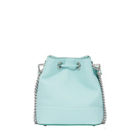 Mini sac seau Ninon en cuir grainé - Menthe & Emeraude
