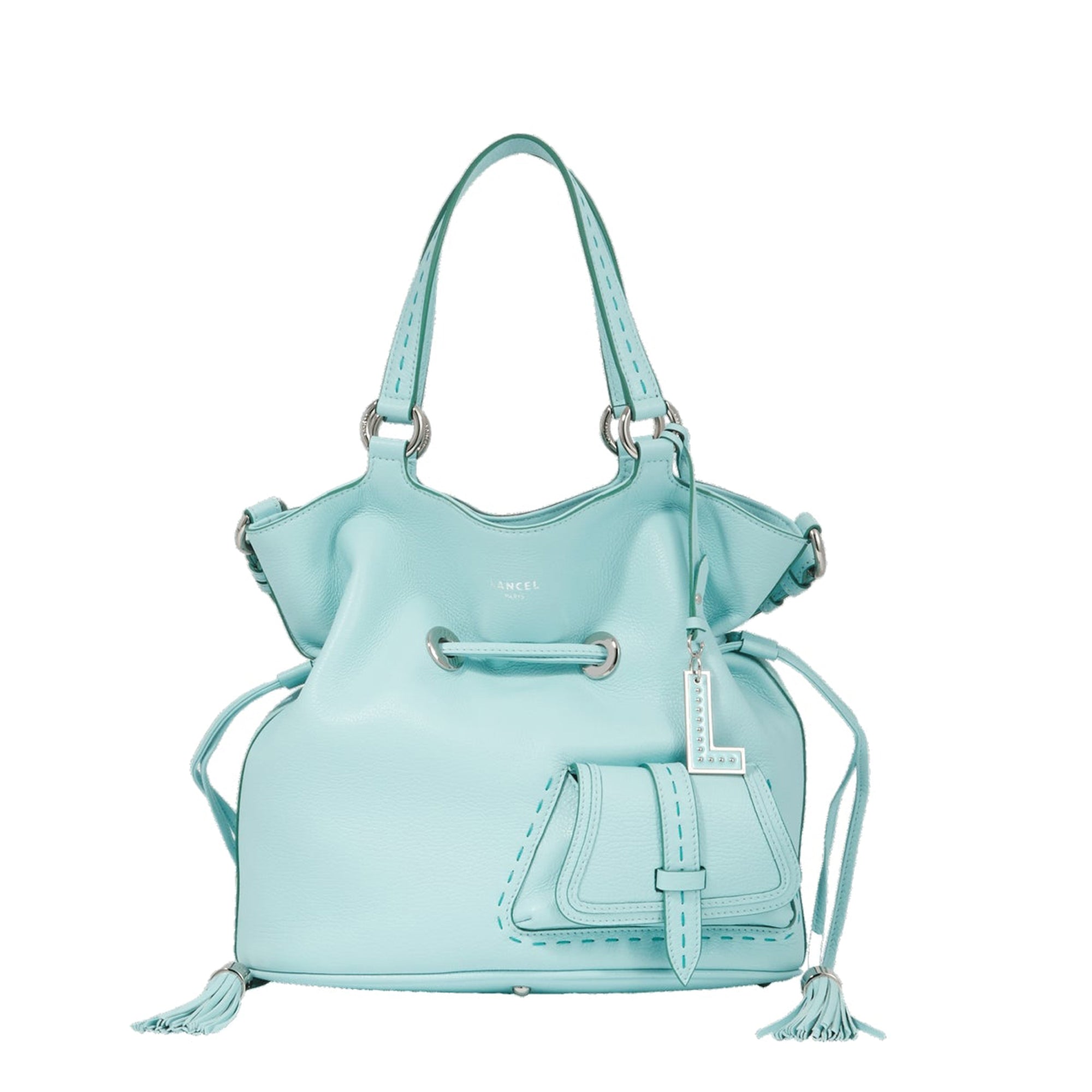 Sac seau M Premier Flirt en cuir - Menthe & Emeraude