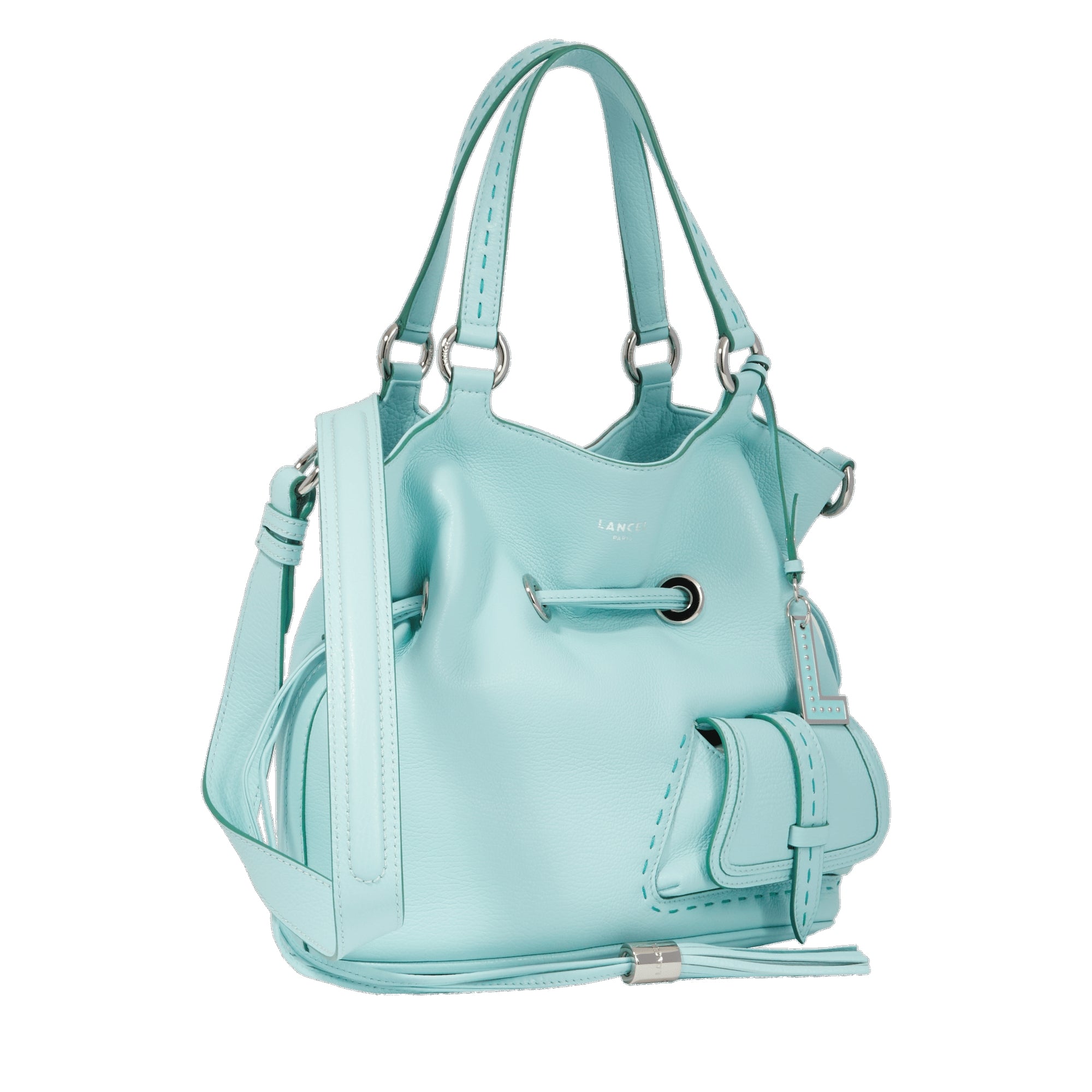 Sac seau M Premier Flirt en cuir - Menthe & Emeraude