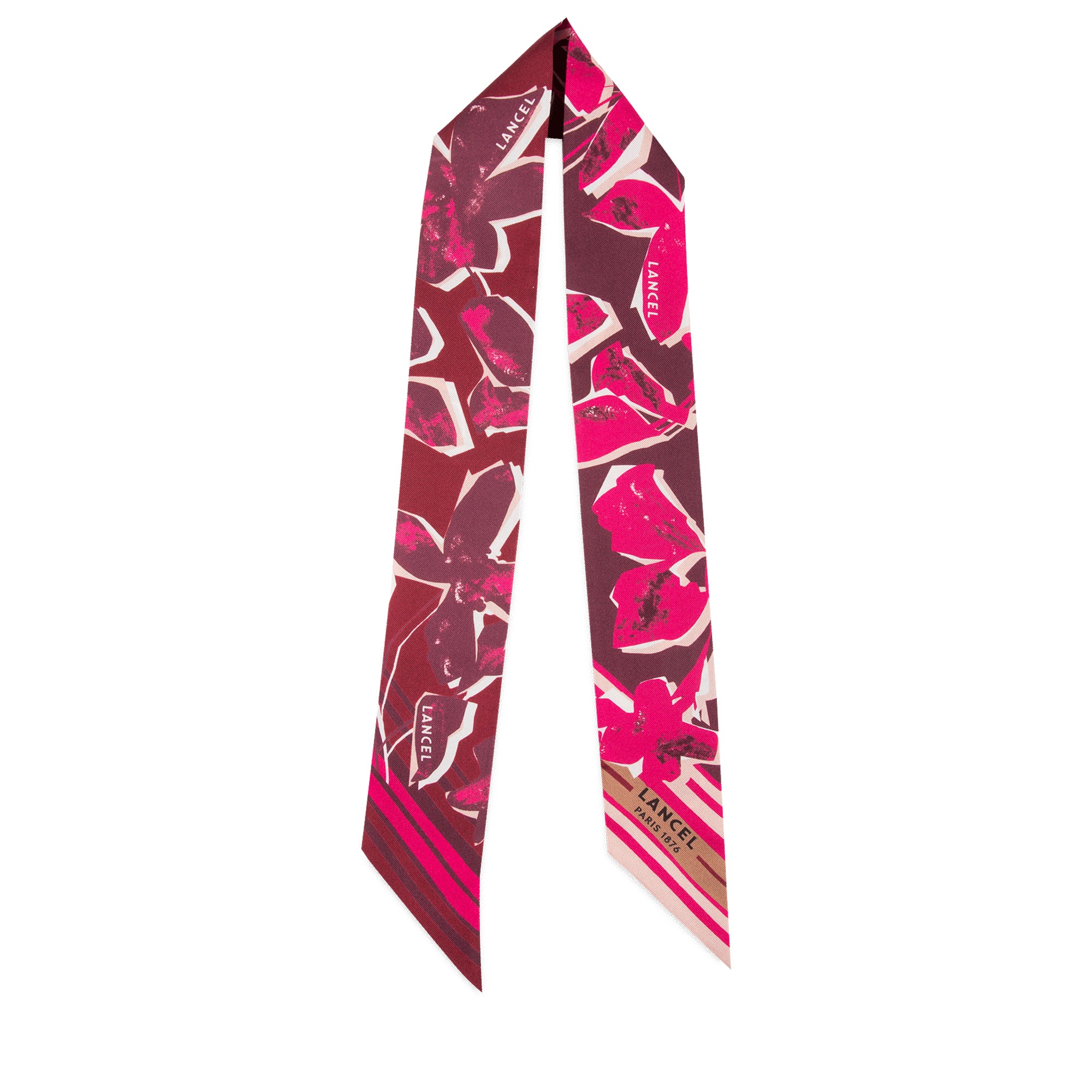 Bandeau à motif fleurs arty en soie - Multico Fuchsia