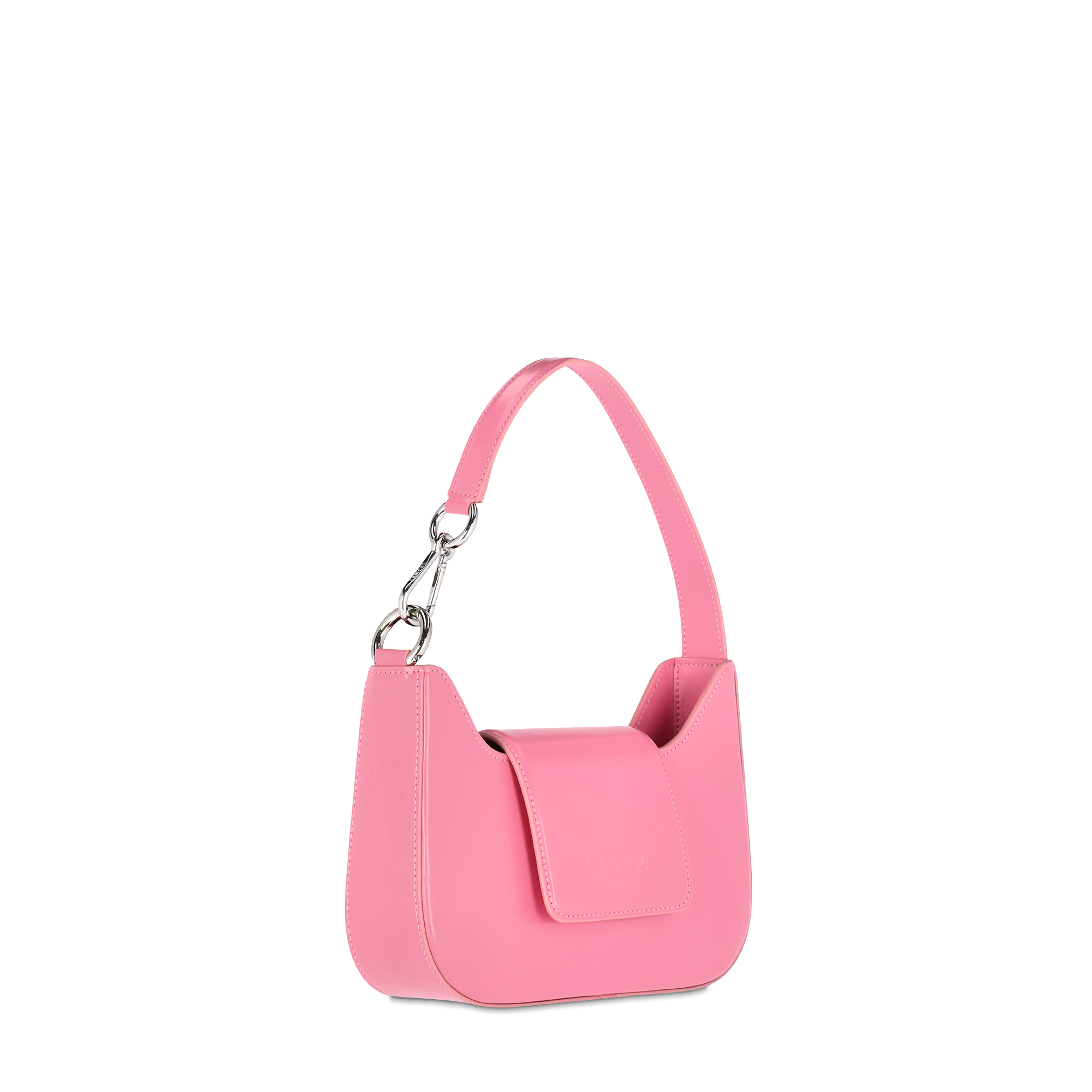 Sac mini baguette Sixtine en cuir lisse - Magnolia