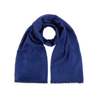 "Lancelgram" patterned shawl in a silk and wool blend - Blue