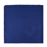 "Lancelgram" patterned shawl in a silk and wool blend - Blue