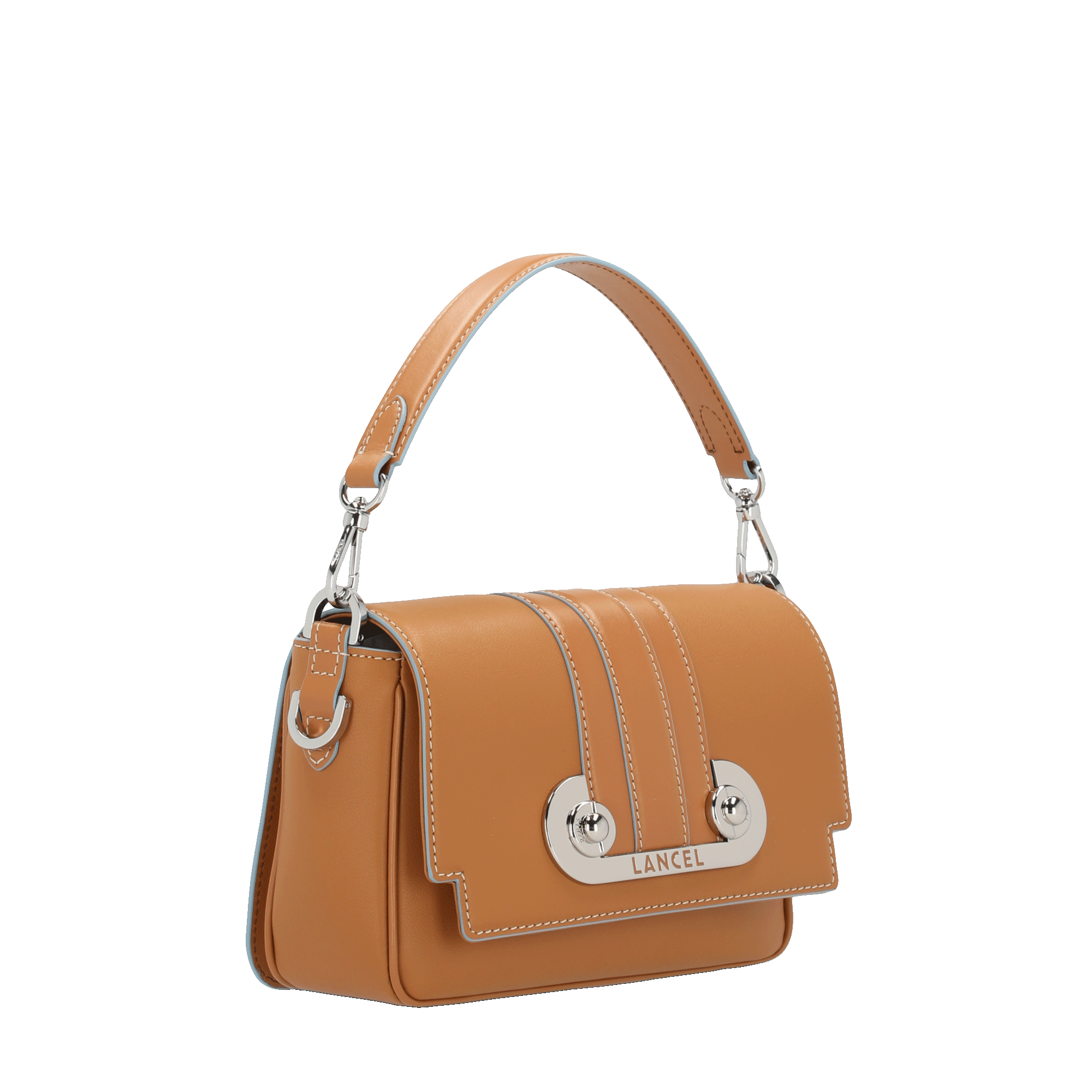 Petit sac Iris à rabat en cuir lisse - Camel