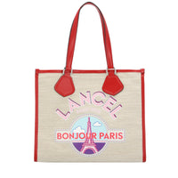Sac cabas L - Naturel & Rouge