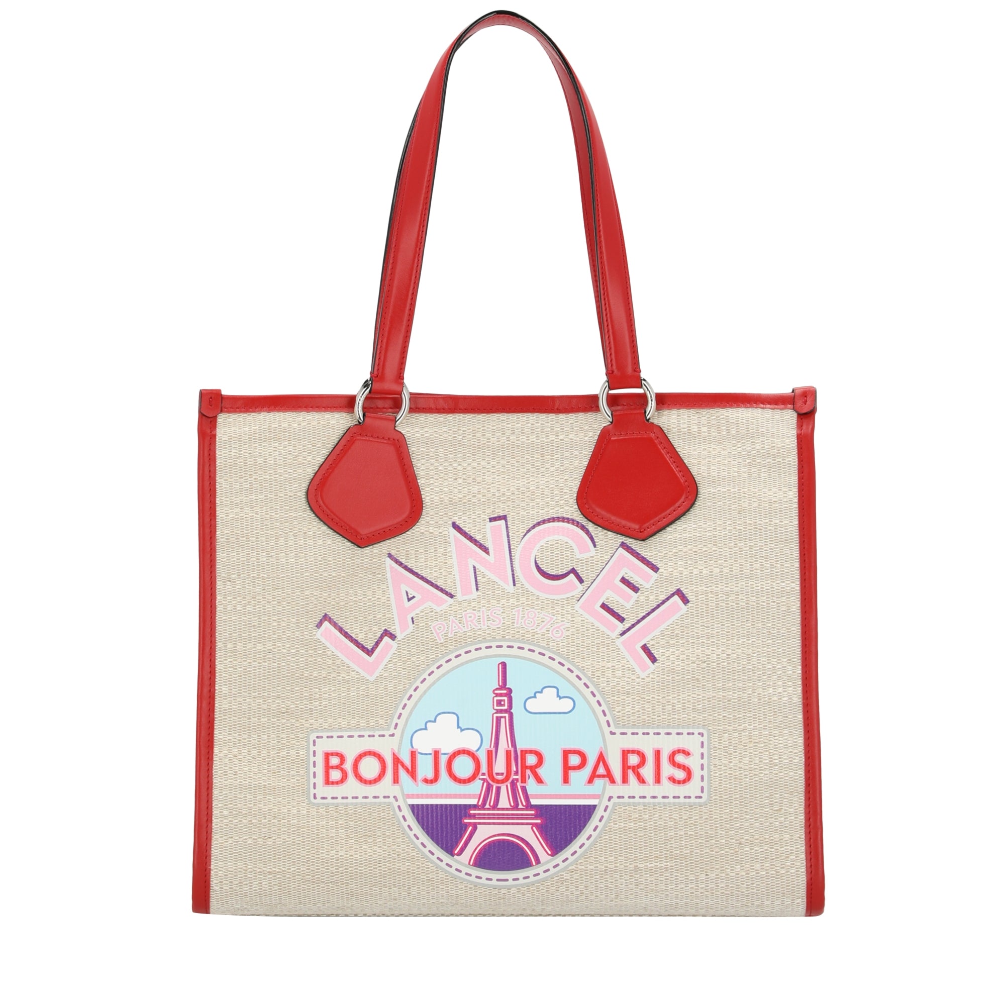 Sac cabas L - Naturel & Rouge