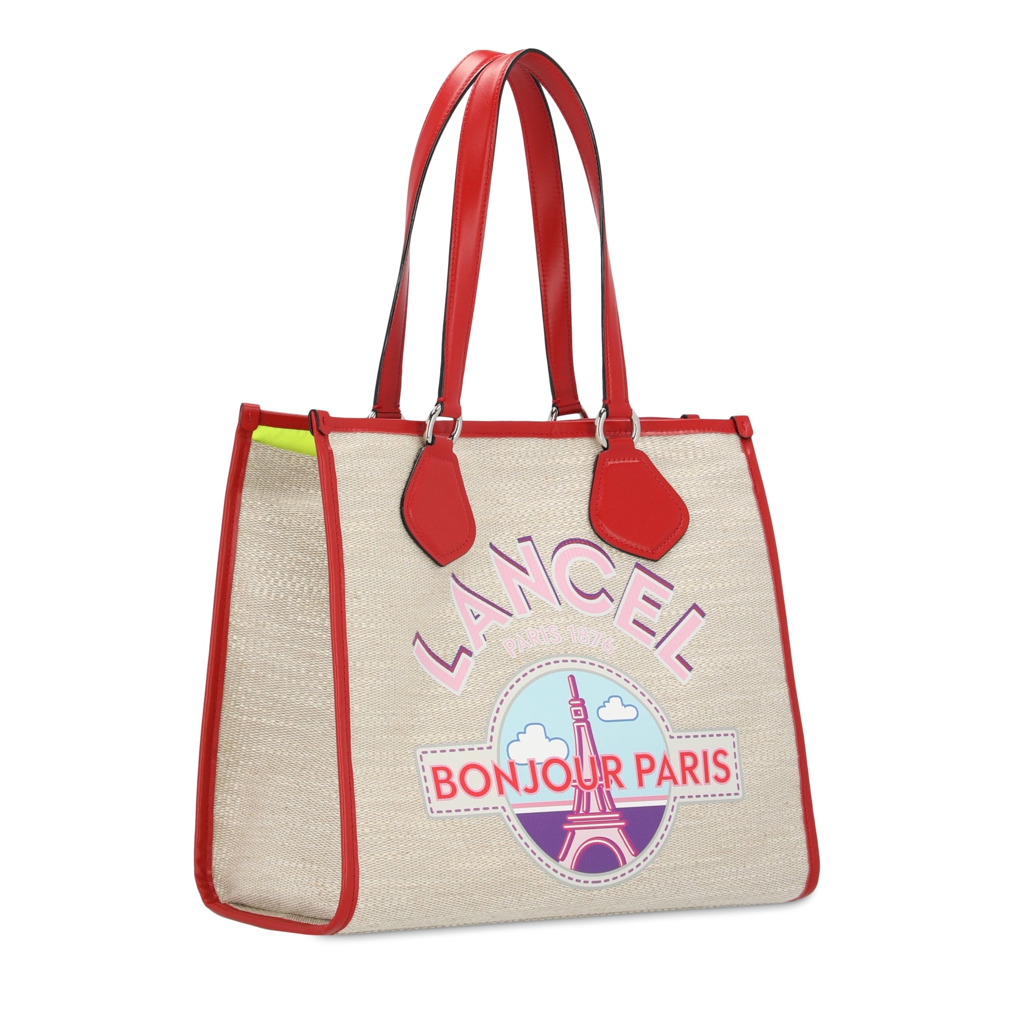Sac cabas L - Naturel & Rouge
