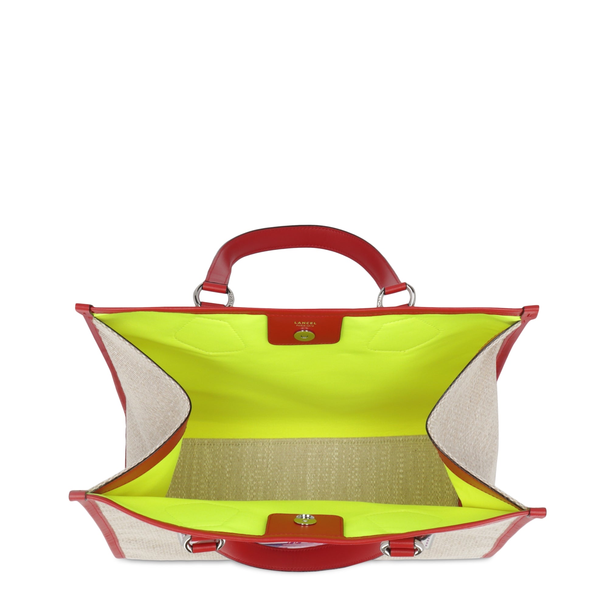 Sac cabas L - Naturel & Rouge