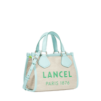 Sac cabas zippé Lancel tote S en toile - Naturel & Menthe