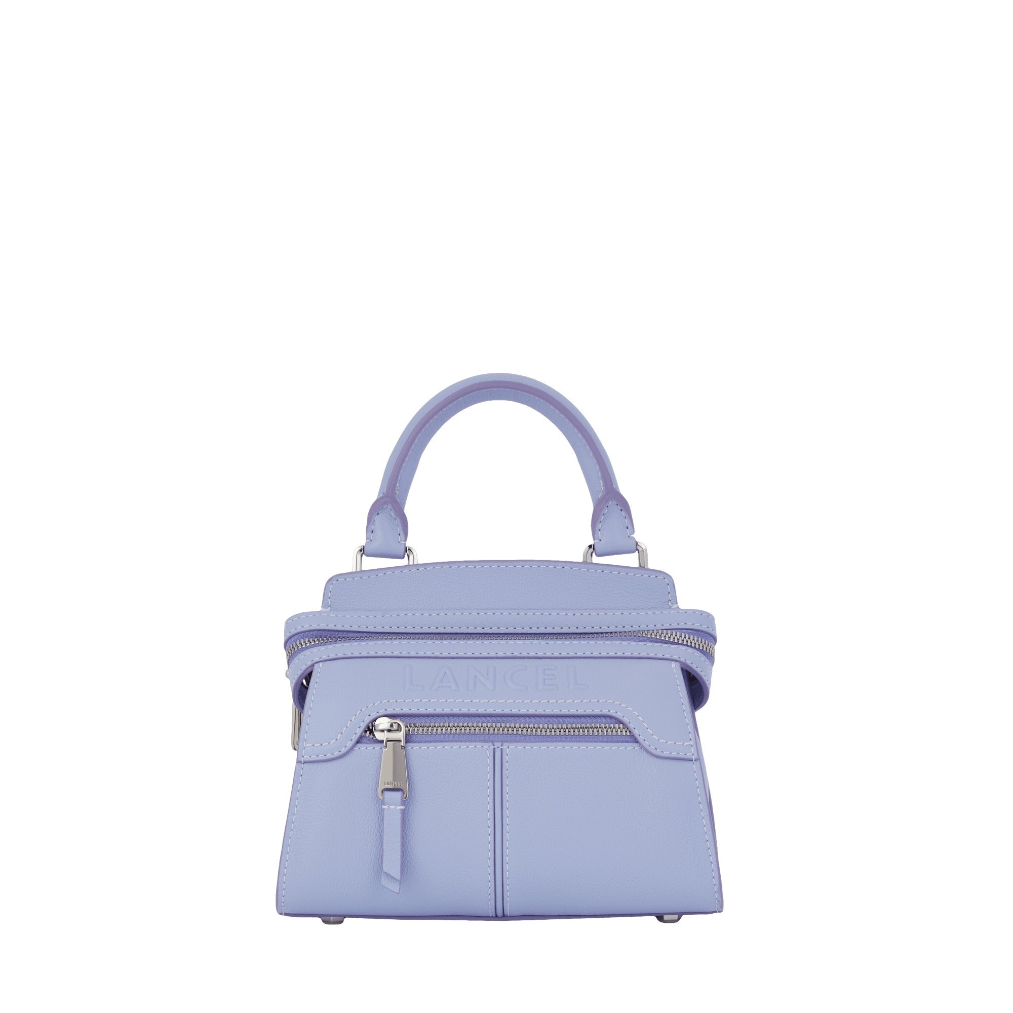 Mini sac zippé Ines en cuir - Lavande
