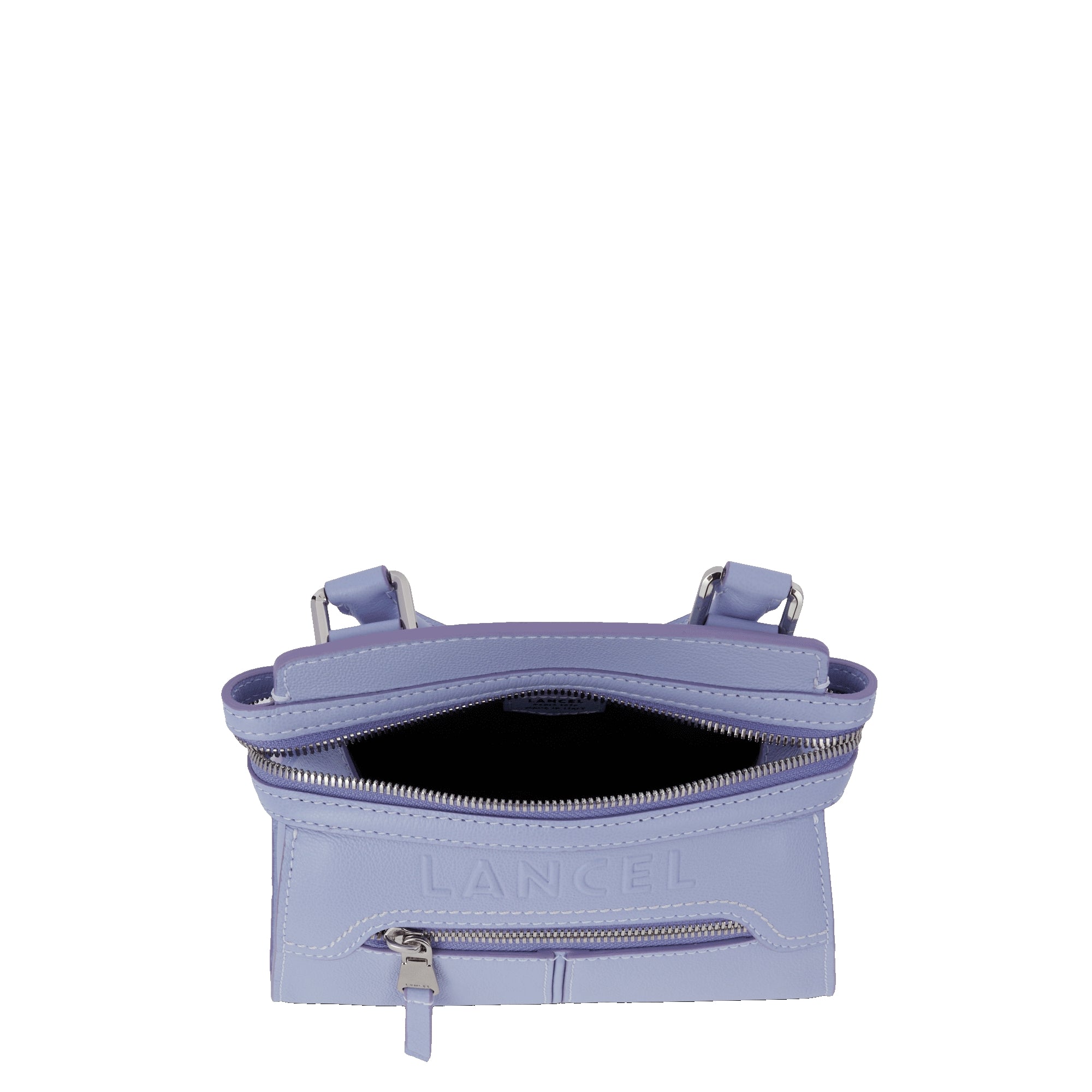 Mini sac zippé Ines en cuir - Lavande