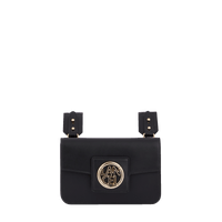 Mini sac porté-croisé nomade Roxane en cuir lisse - Noir & Doré