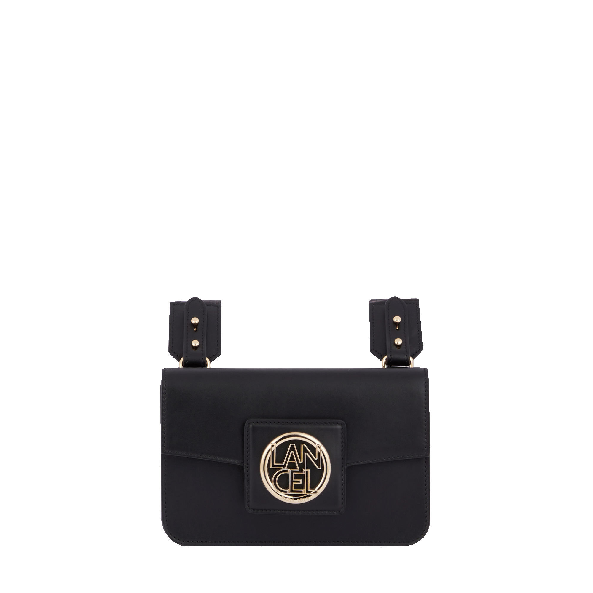 Mini sac porté-croisé nomade Roxane en cuir lisse - Noir & Doré