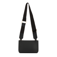 Mini sac porté-croisé nomade Roxane en cuir lisse - Noir & Doré