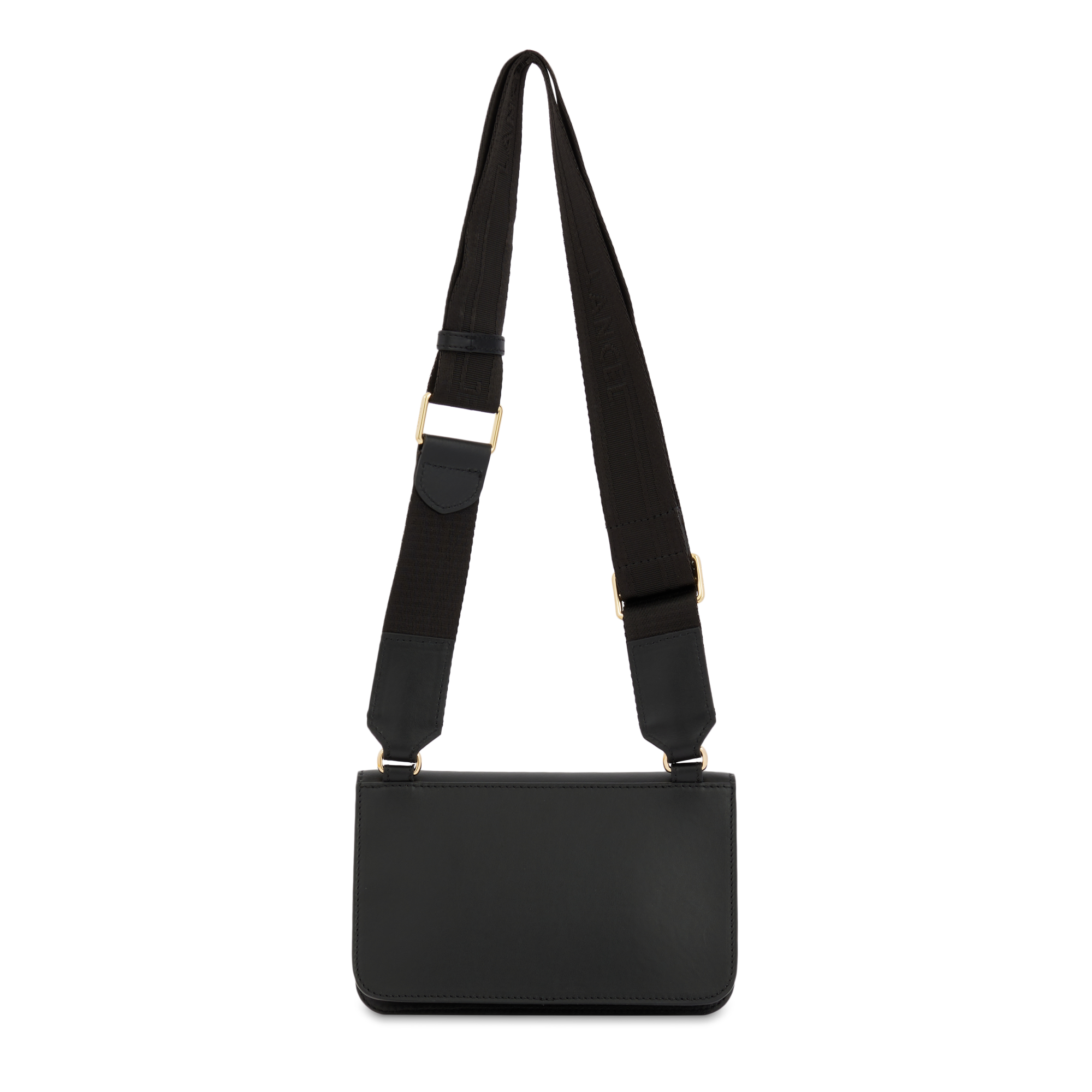 Mini sac porté-croisé nomade Roxane en cuir lisse - Noir & Doré