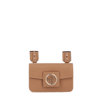 Mini sac porté-croisé nomade Roxane en cuir lisse - Granit & Doré