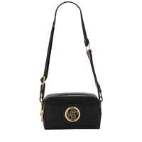 Sac caméra Roxane en cuir lisse - Noir & Doré