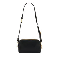 Sac caméra Roxane en cuir lisse - Noir & Doré