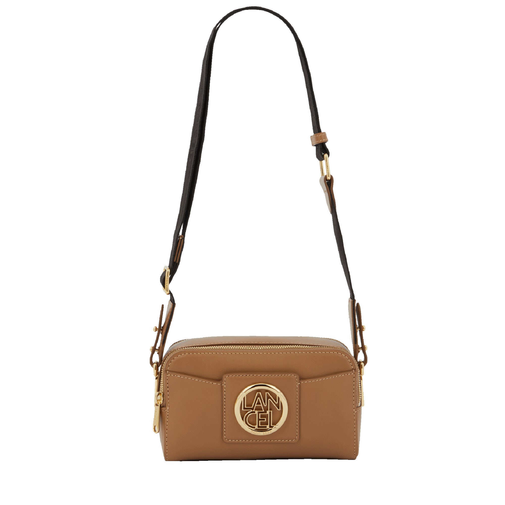 Sac caméra Roxane en cuir lisse - Granit & Doré