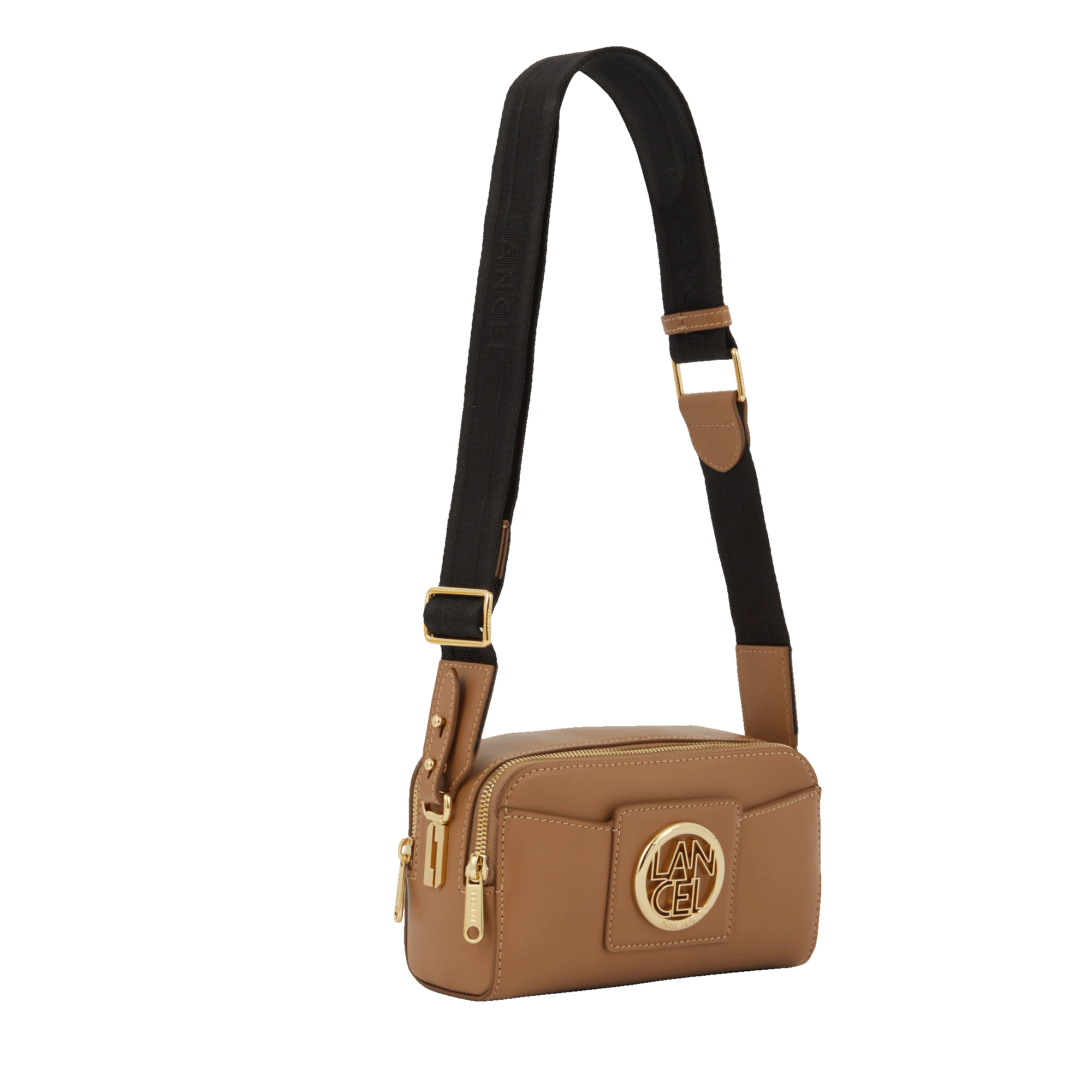 Sac caméra Roxane en cuir lisse - Granit & Doré