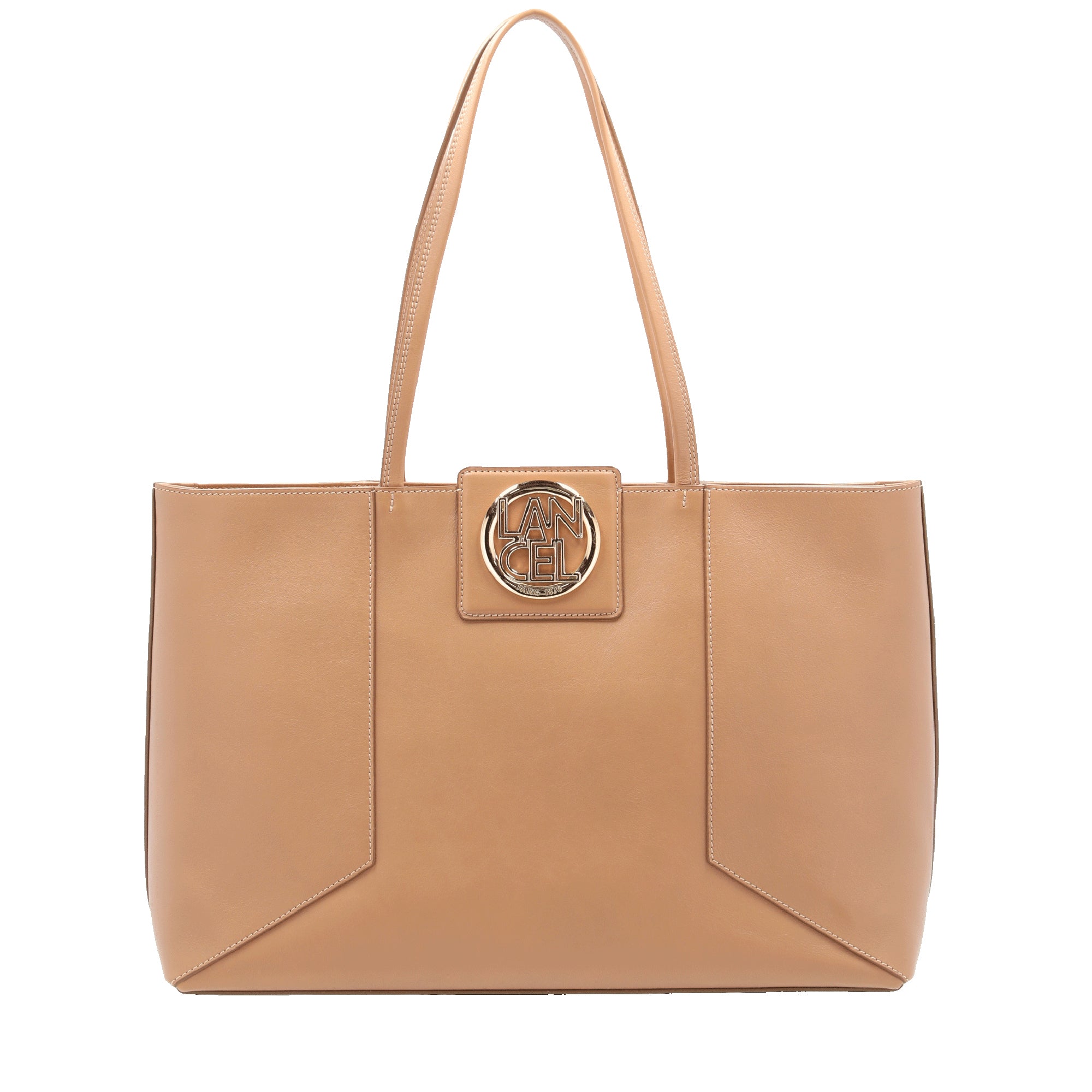 Sac cabas ew zippé Roxane en cuir lisse - Granit & Doré