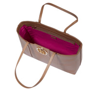 Sac cabas ew zippé Roxane en cuir lisse - Granit & Doré