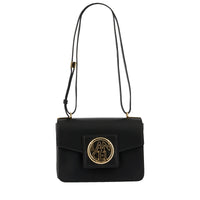 Sac rabat Roxane S en cuir lisse - Noir & Doré