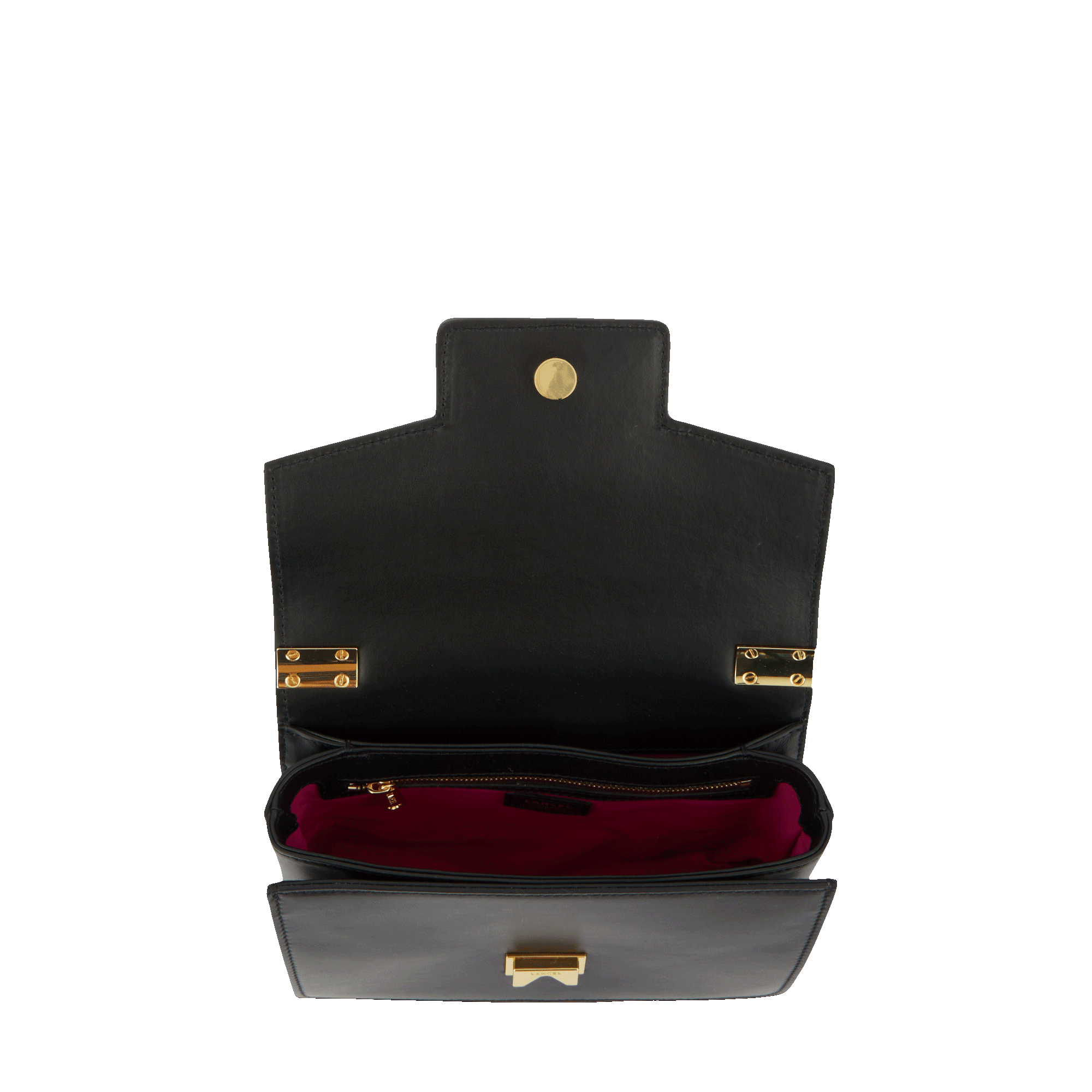 Sac rabat Roxane S en cuir lisse - Noir & Doré