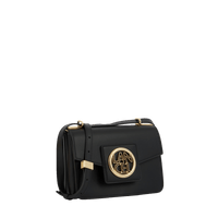 Sac rabat Roxane S en cuir lisse - Noir & Doré