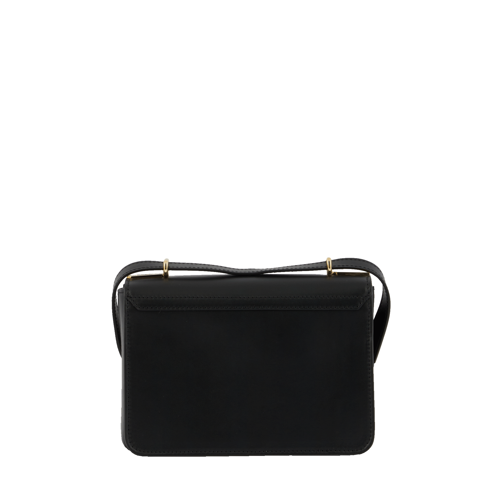 Sac rabat Roxane S en cuir lisse - Noir & Doré