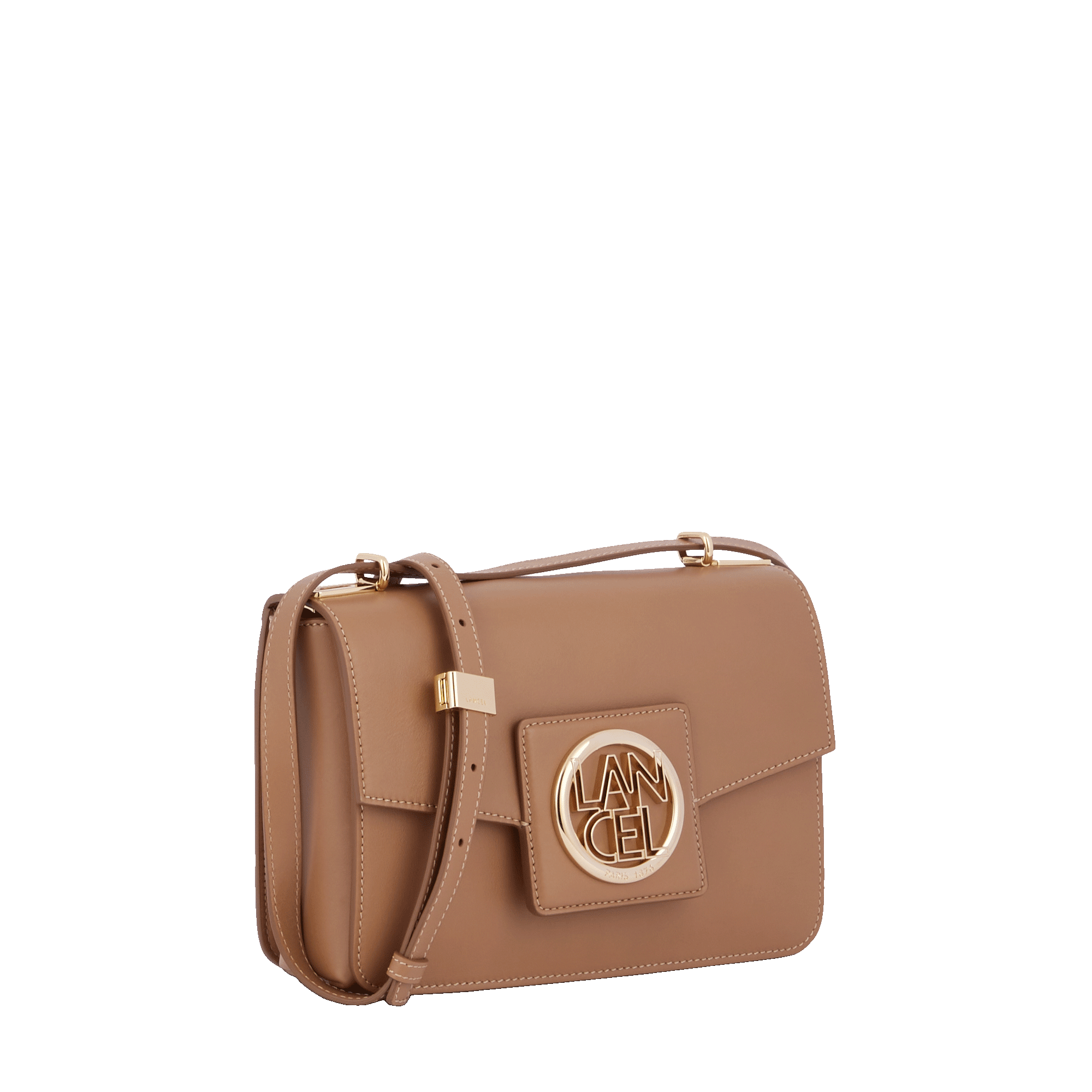 Sac rabat Roxane S en cuir lisse - Granit & Doré