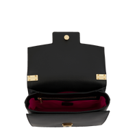 Sac rabat Roxane M en cuir lisse - Noir & Doré