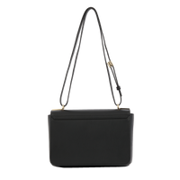 Sac rabat Roxane M en cuir lisse - Noir & Doré