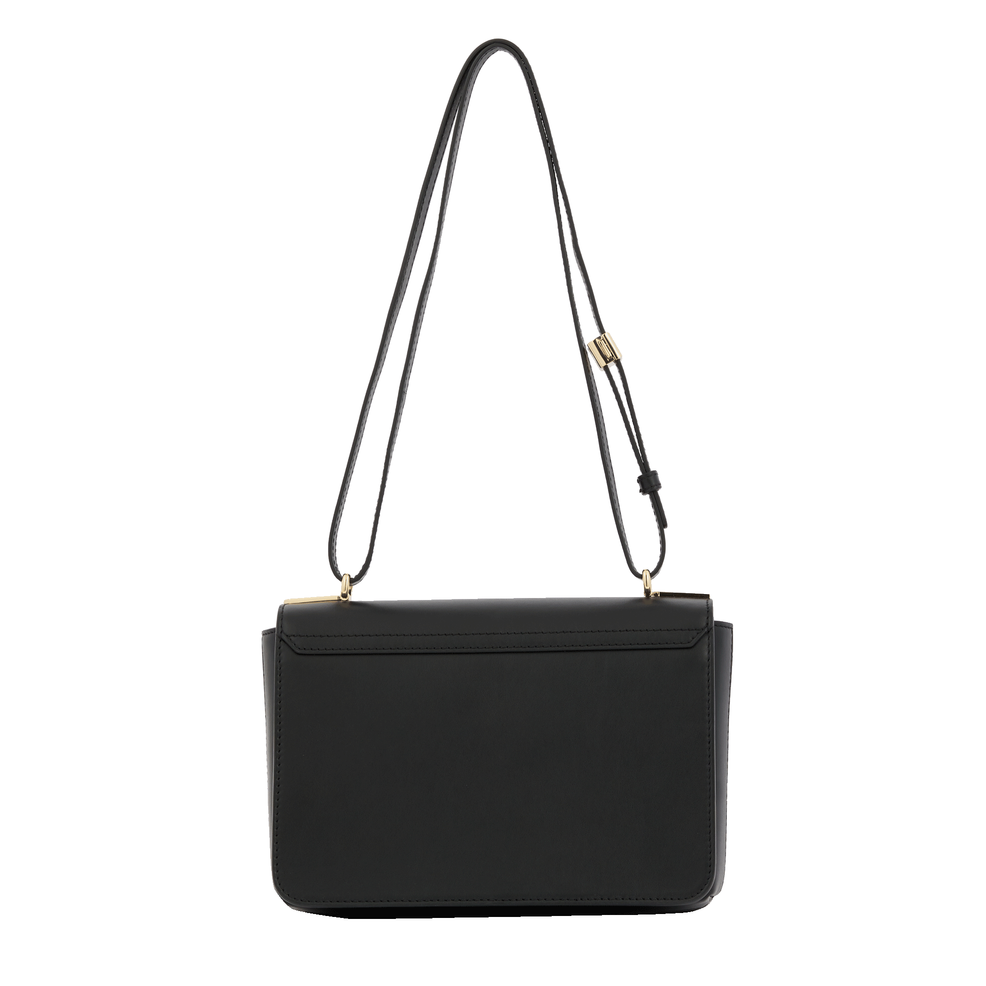 Sac rabat Roxane M en cuir lisse - Noir & Doré
