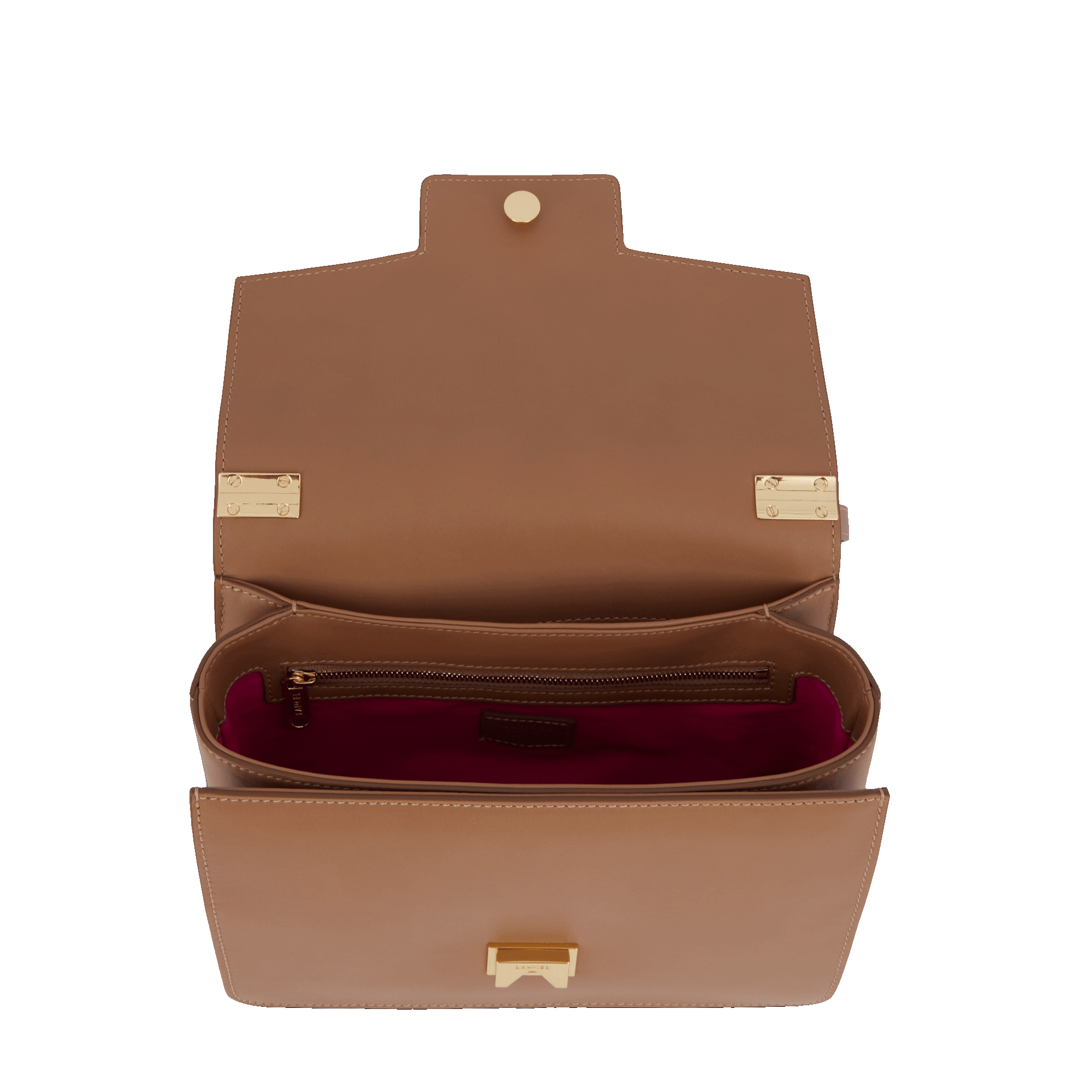 Sac rabat Roxane M en cuir lisse - Granit & Doré