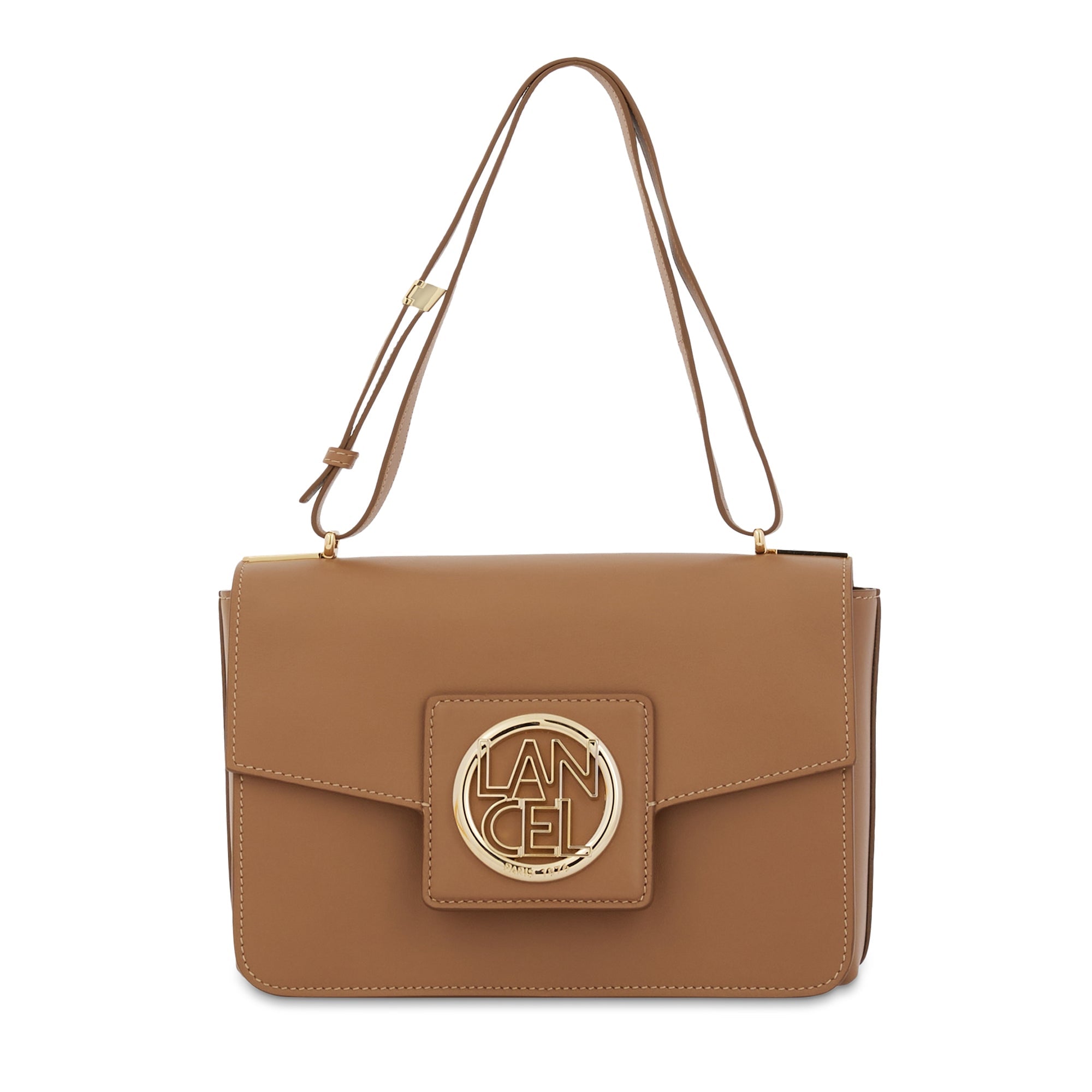 Sac rabat Roxane M en cuir lisse - Granit & Doré