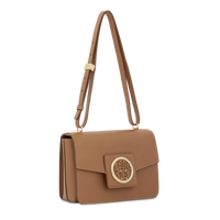 Sac rabat Roxane M en cuir lisse - Granit & Doré