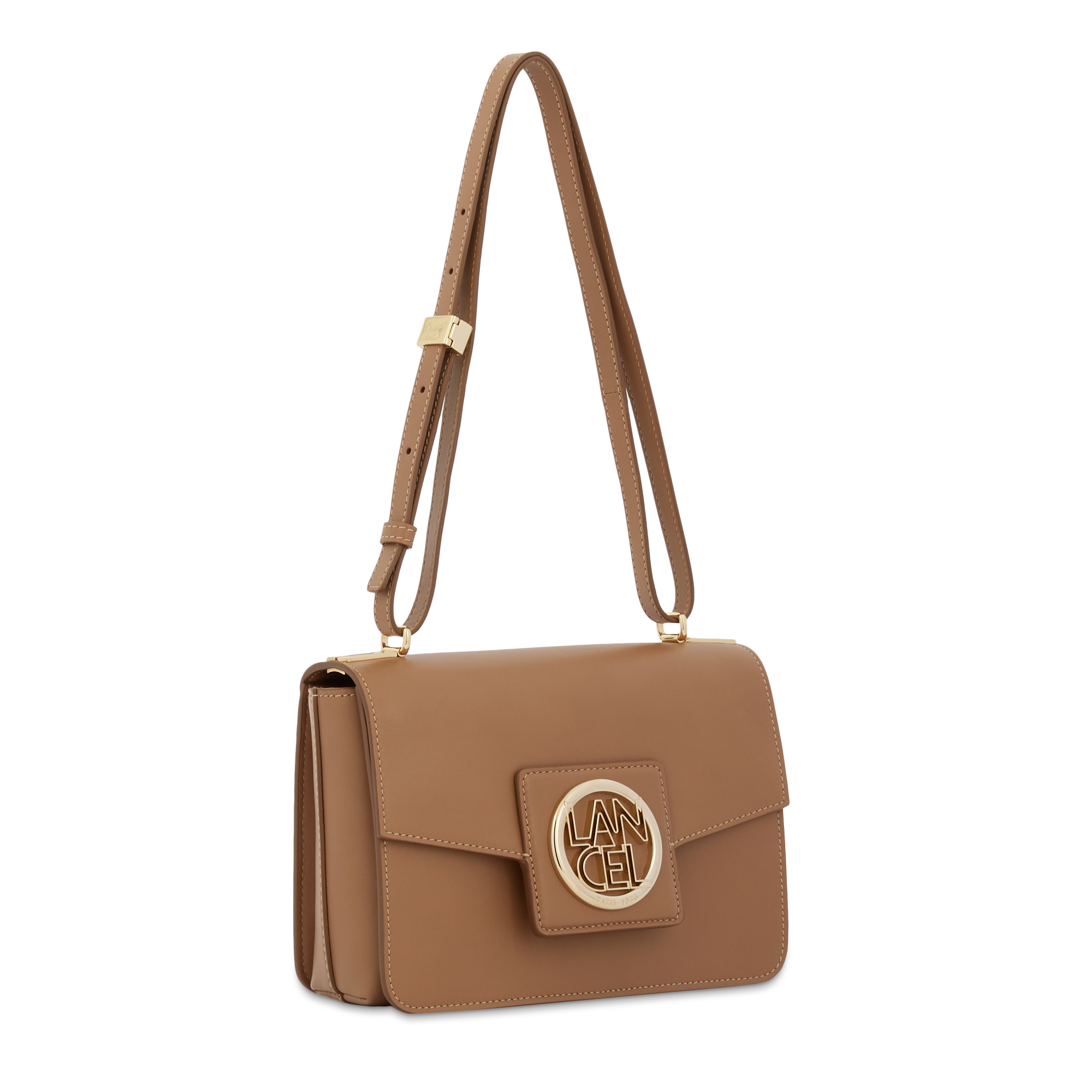 Sac rabat Roxane M en cuir lisse - Granit & Doré
