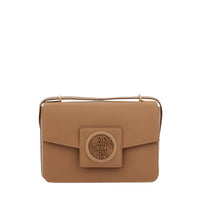 Sac rabat Roxane M en cuir lisse - Granit