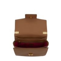 Sac rabat Roxane M en cuir lisse - Granit