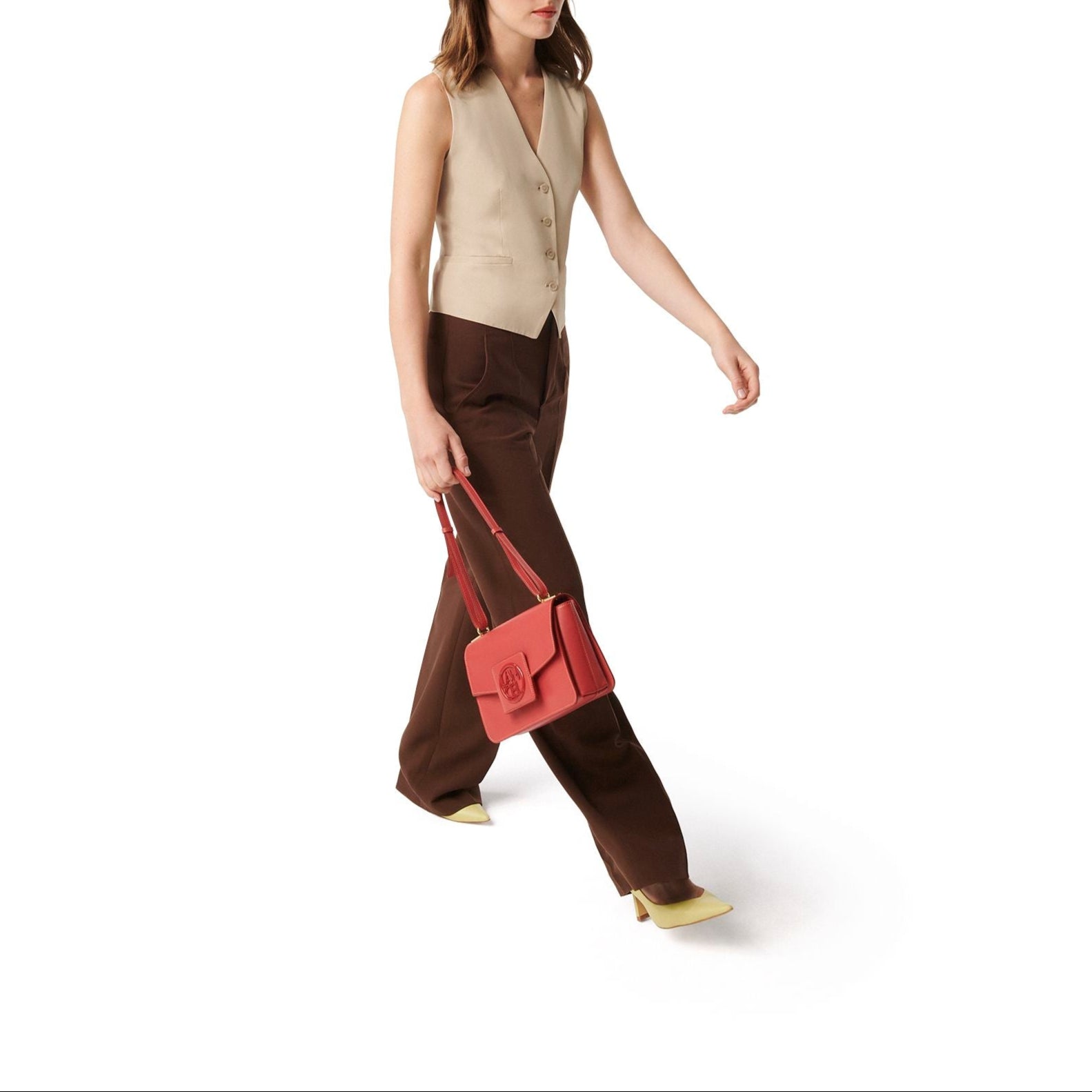Sac rabat Roxane M en cuir lisse - Pommette