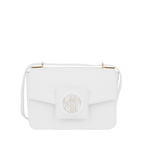 Sac rabat Roxane M en cuir lisse - Blanc Optique