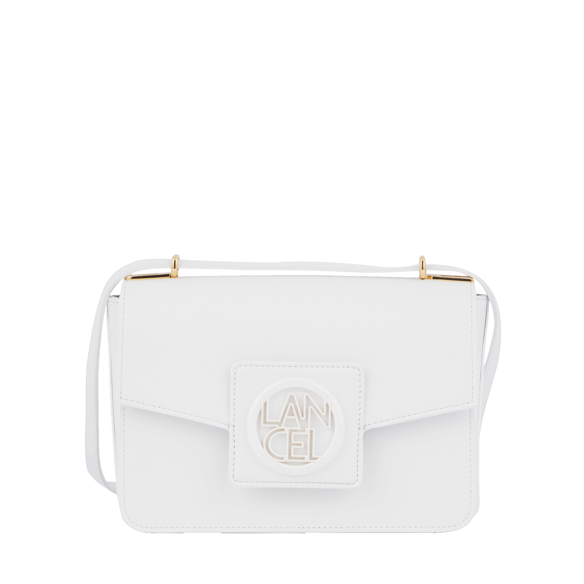 Sac rabat Roxane M en cuir lisse - Blanc Optique