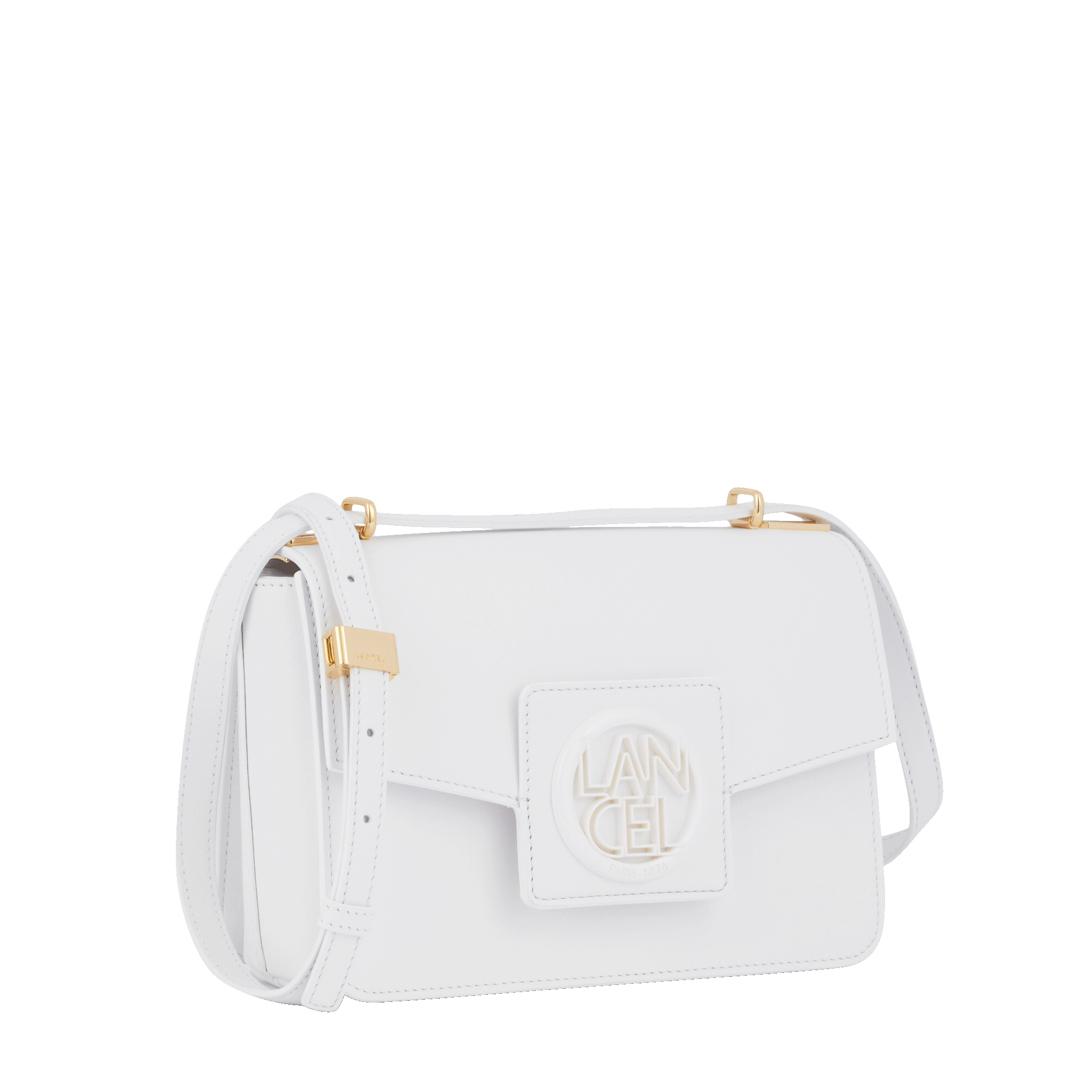 Sac rabat Roxane M en cuir lisse - Blanc Optique