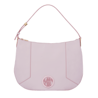Sac hobo zippé Roxane M en cuir lisse - Rose Dragee